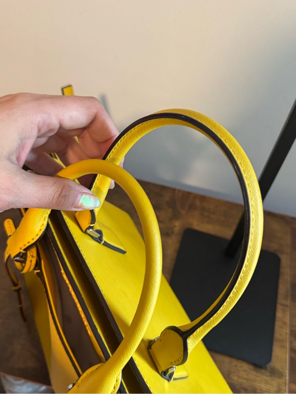 Kate Spade Yellow Leather Satchel with Removable Strap - Picture 8 of 9